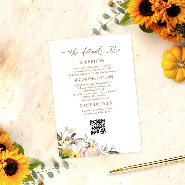 Tarjetas de Detalles de Boda de Otoño con Girasole (Subido por el creador)