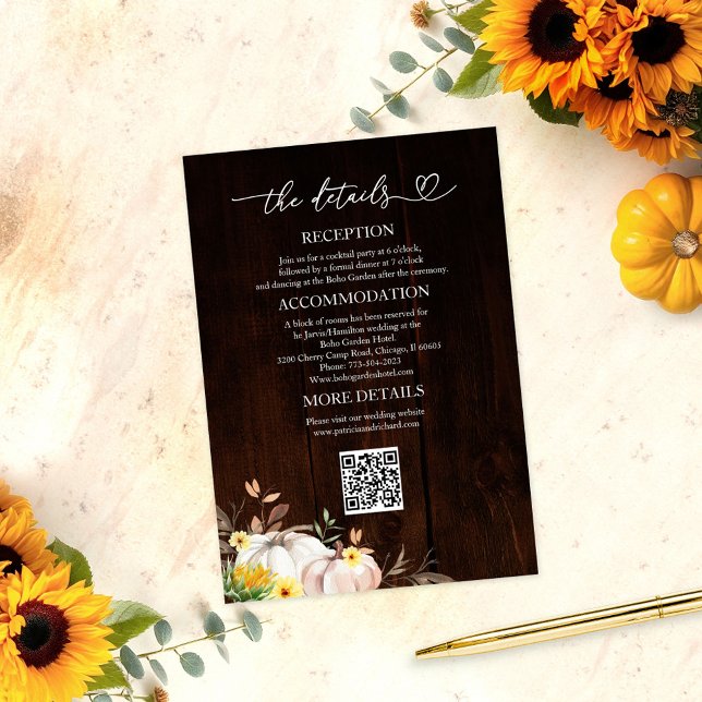Tarjetas de Detalles de Boda de Otoño con Girasole (Subido por el creador)