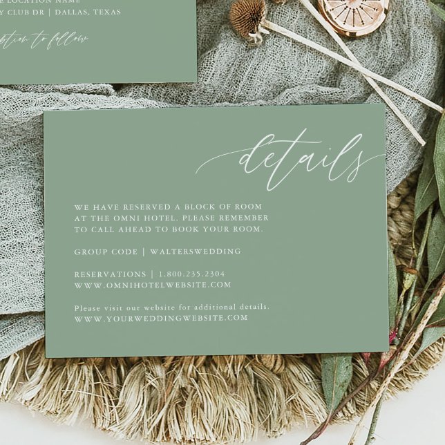 Tarjetas de detalles de Boda de Sage Green Rustic (Subido por el creador)