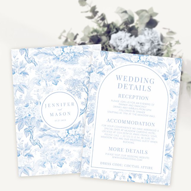 Tarjetas de detalles de boda floral de porcelana a (Subido por el creador)