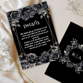 Tarjetas de detalles de floral negra oscura del Bo
