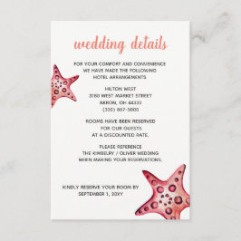 Tarjetas de detalles de la boda de la playa