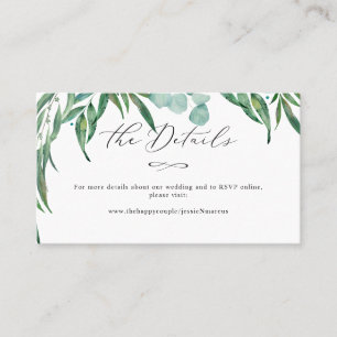 Tarjetas de detalles de la caligrafía verde Eucaly