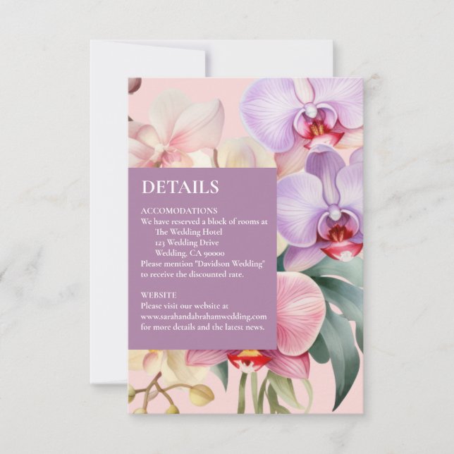 Tarjetas de Detalles de Orquídeas Arcoíris Pastel (Anverso)