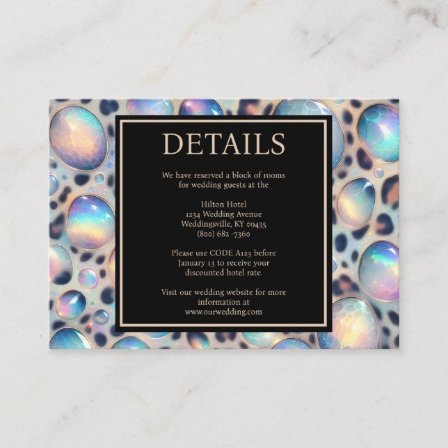 Tarjetas de Detalles de Recepción Exóticos y Elega (Anverso)
