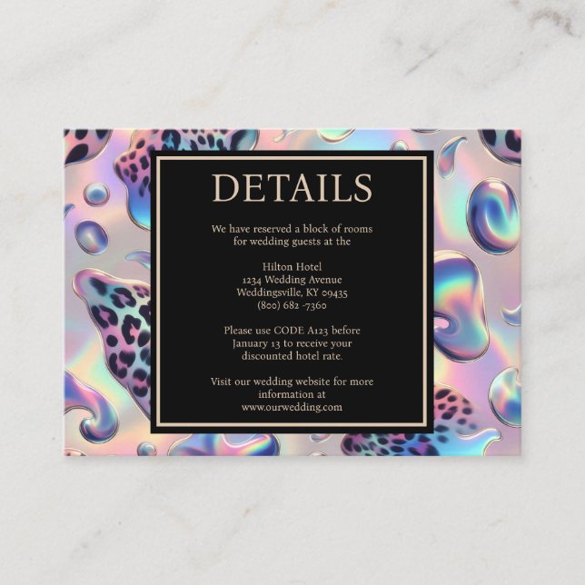 Tarjetas de Detalles de Recepción Exóticos y Elega (Anverso)