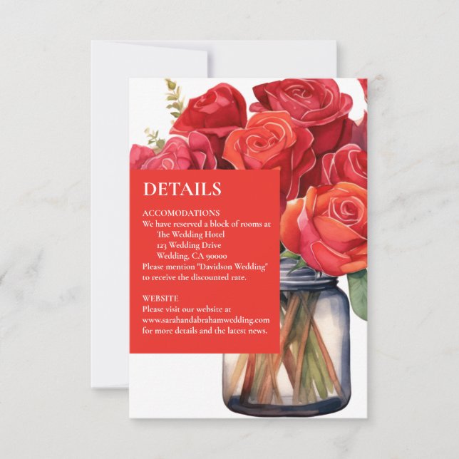 Tarjetas de Detalles de Rosas Rojas (Anverso)