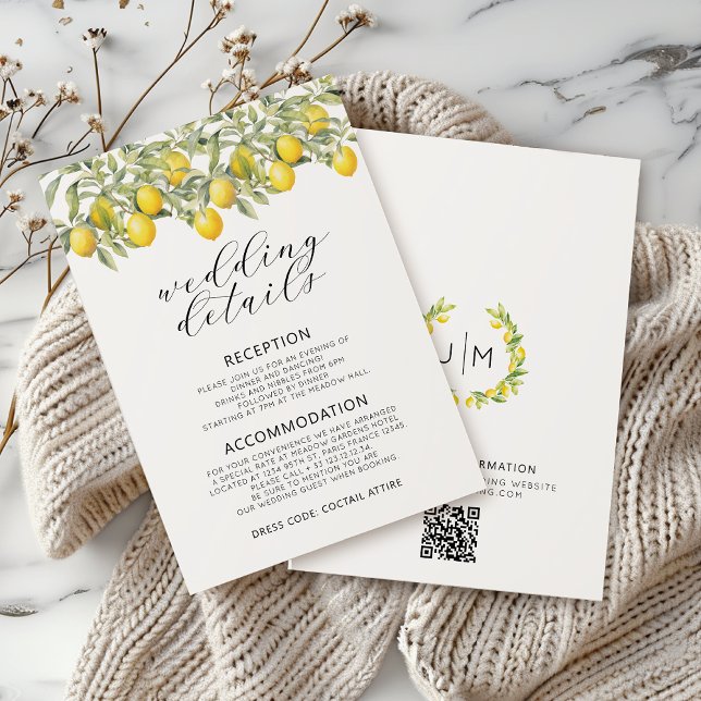 Tarjetas de detalles del Boda botánico de limón el (Subido por el creador)