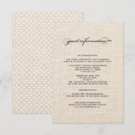 Tarjetas de detalles del Boda de Burlap del patrón