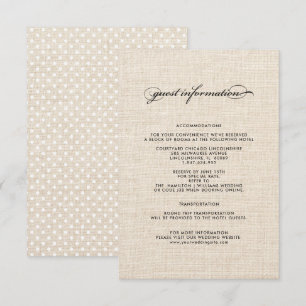 Tarjetas de detalles del Boda de Burlap del patrón