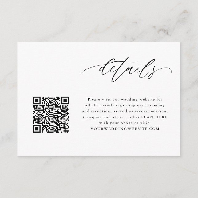 Tarjetas de detalles del Boda de código QR de cali (Anverso)
