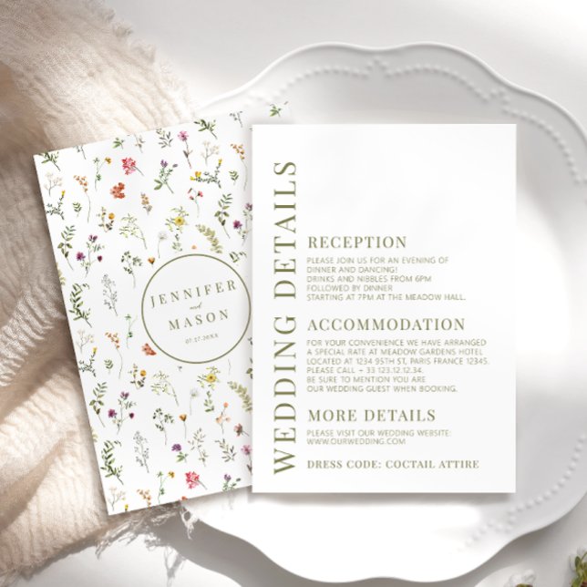 Tarjetas de detalles del boda de flores silvestres (Subido por el creador)