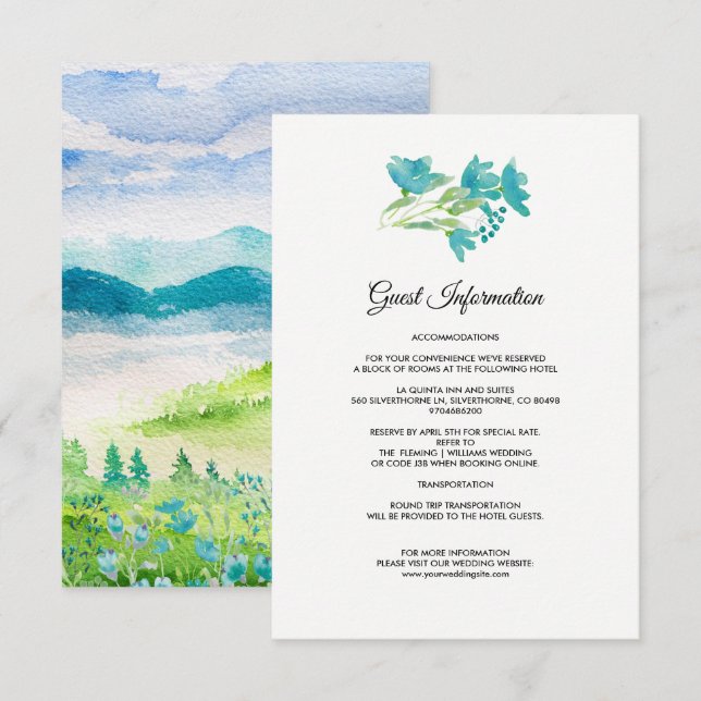 Tarjetas de detalles del Boda de las montañas Wild (Anverso / Reverso)