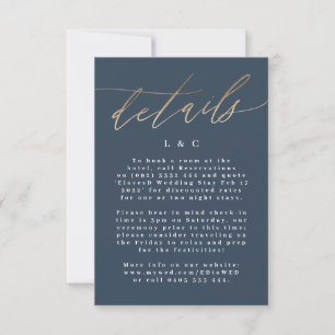 Tarjetas de detalles del Boda de oro de alojamient