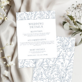 Tarjetas de detalles del Boda floral Blue Toile