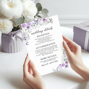 Tarjetas de detalles del Boda floral de la lavador