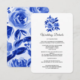 Tarjetas de detalles del Boda Royal Blue Floral Wa
