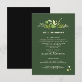Tarjetas de detalles del boda | Verde Negro Botáni