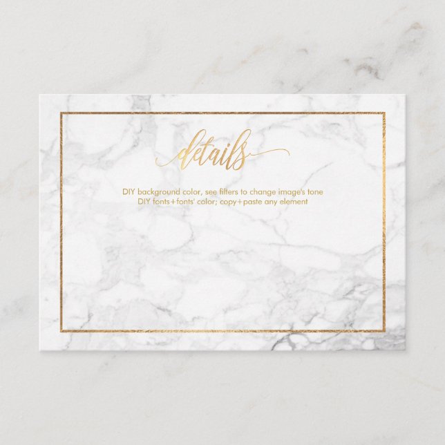 TARJETAS DE DETALLES PixDezines/MARBLE+ORO FAUX (Anverso)
