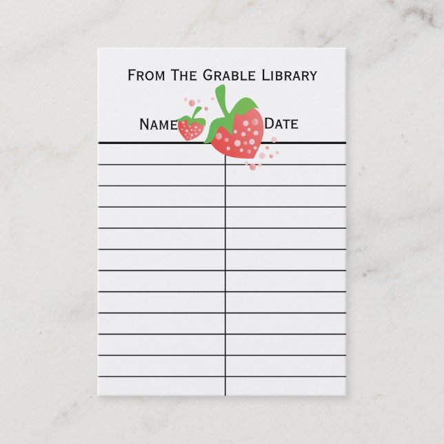 Tarjetas de devolución de libros de fresa (Anverso)