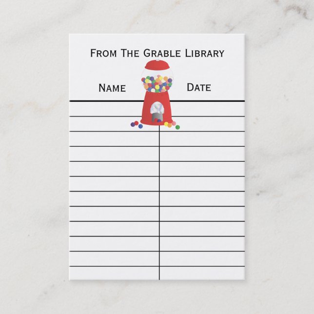 Tarjetas de devolución de libros de máquina de Bub (Anverso)