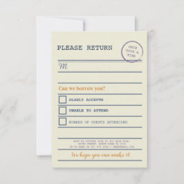 Tarjetas de devolución de libros RSVP de boda de b