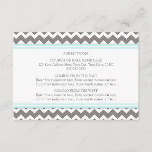 Tarjetas de dirección boda Chevron gris azul