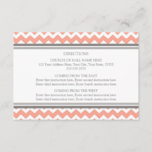 Tarjetas de dirección boda Coral Gray Chevron