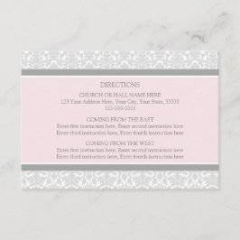 Tarjetas de dirección boda Damasco gris rosado