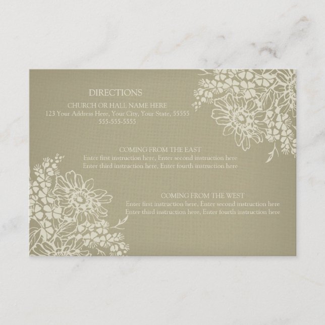 Tarjetas de dirección boda Floral vintage (Anverso)