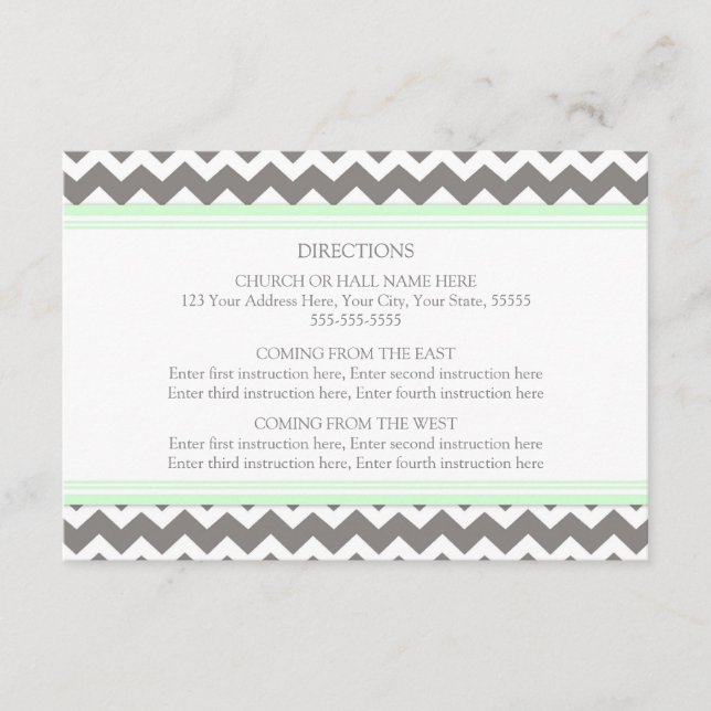 Tarjetas de dirección boda Mint Gray Chevron (Anverso)