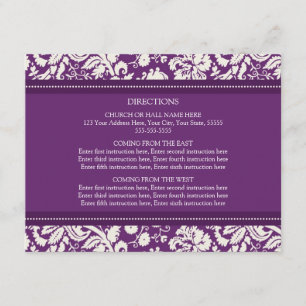 Tarjetas de dirección boda Plum Damask