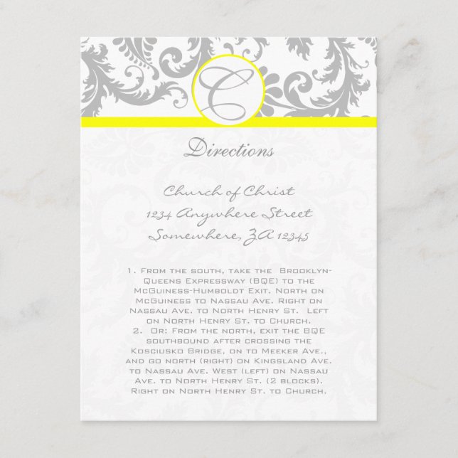 Tarjetas de dirección de Boda amarillo giratorio d (Anverso)