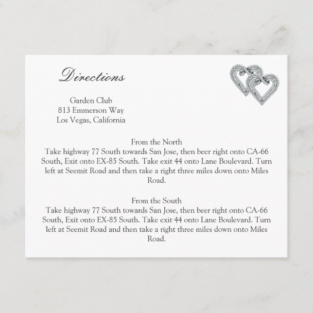 Tarjetas de dirección de Boda blanco Hearts (Anverso)