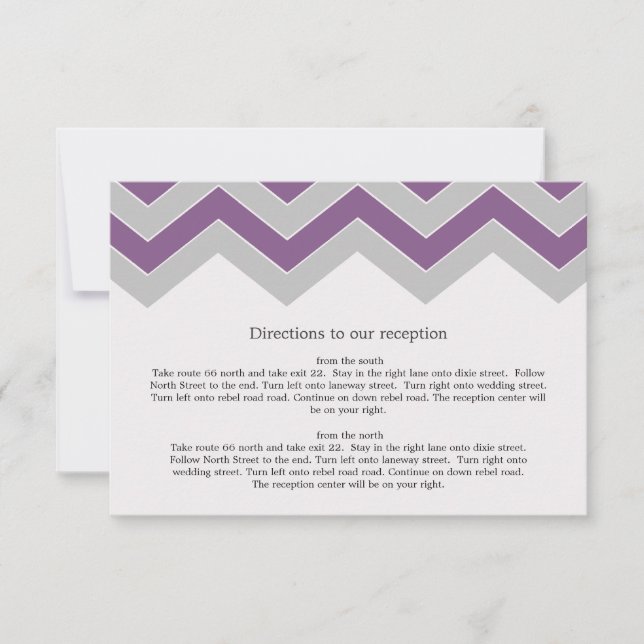 Tarjetas de dirección de boda con Chevron Gris y M (Anverso)