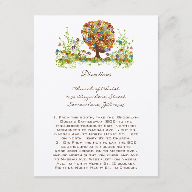 Tarjetas de dirección de Boda de árbol de flor cap (Anverso)