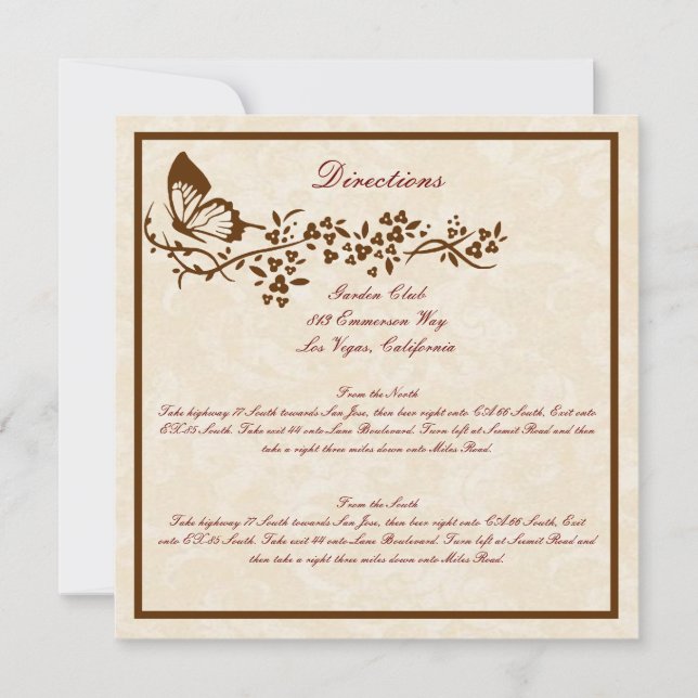 Tarjetas de dirección de boda de mariposa elegante (Anverso)