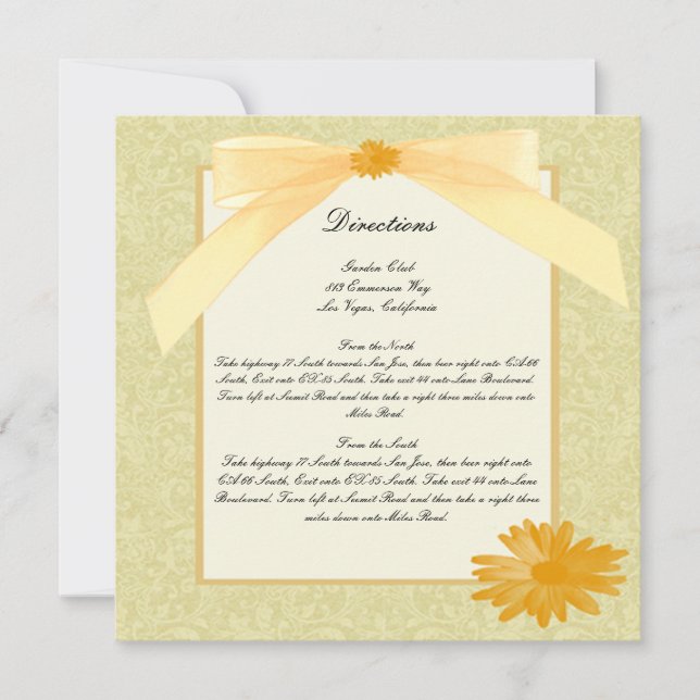 Tarjetas de dirección de flor amarilla (Anverso)