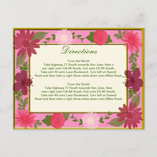 Tarjetas de dirección Personalizado de flores rosa (Anverso)