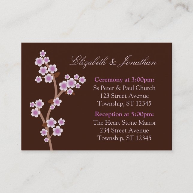 Tarjetas de direcciones de Boda marrón morado con  (Anverso)