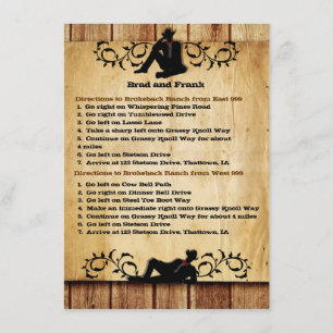 Tarjetas de direcciones para bodas gays de vaquero