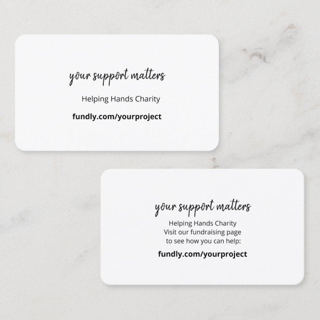 Tarjetas de Donación Recaudan Dinero Campaña de Ca (Anverso / Reverso)