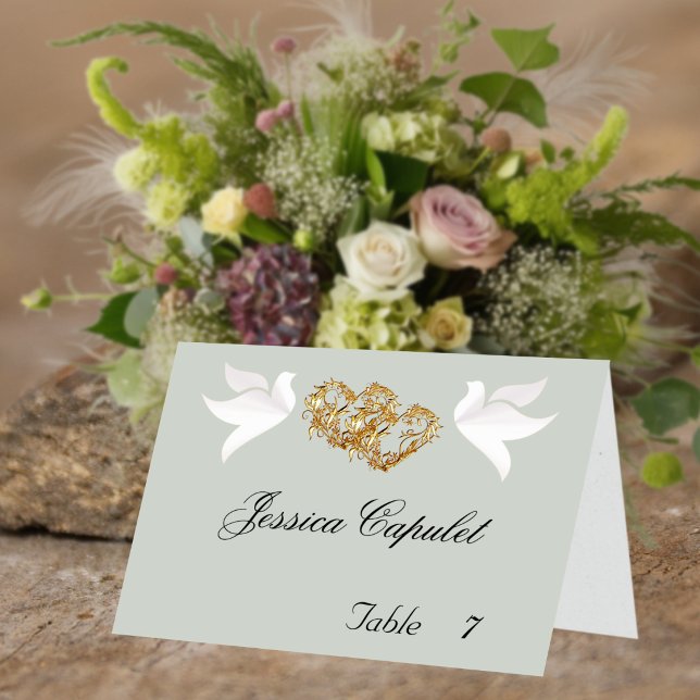 Tarjetas de Doves & Linked Hearts Gold/Sage (Subido por el creador)