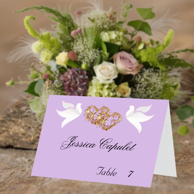 Tarjetas de Doves & Linked Hearts oro/lavanda (Subido por el creador)