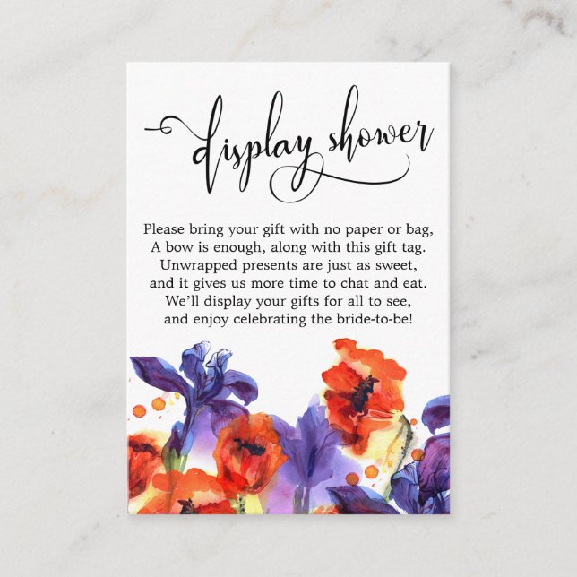 Tarjetas de ducha con amapolas rojas y lirios mora (Anverso)