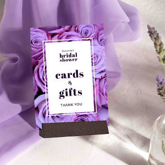 Tarjetas de ducha Purple Bridal y tarjetas de mesa