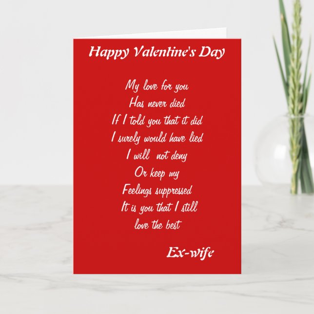 Tarjetas de el día de San Valentín de ex esposa (Anverso)