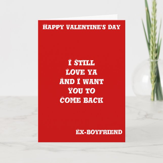 Tarjetas de el día de San Valentín de ex novio (Anverso)