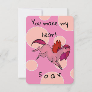 Tarjetas de El día de San Valentín de Pegasus rosa