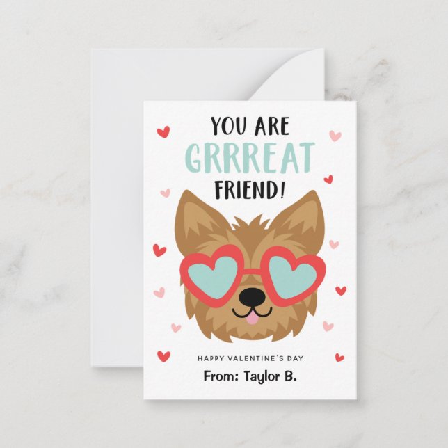 Tarjetas de El día de San Valentín de perro infant (Anverso)